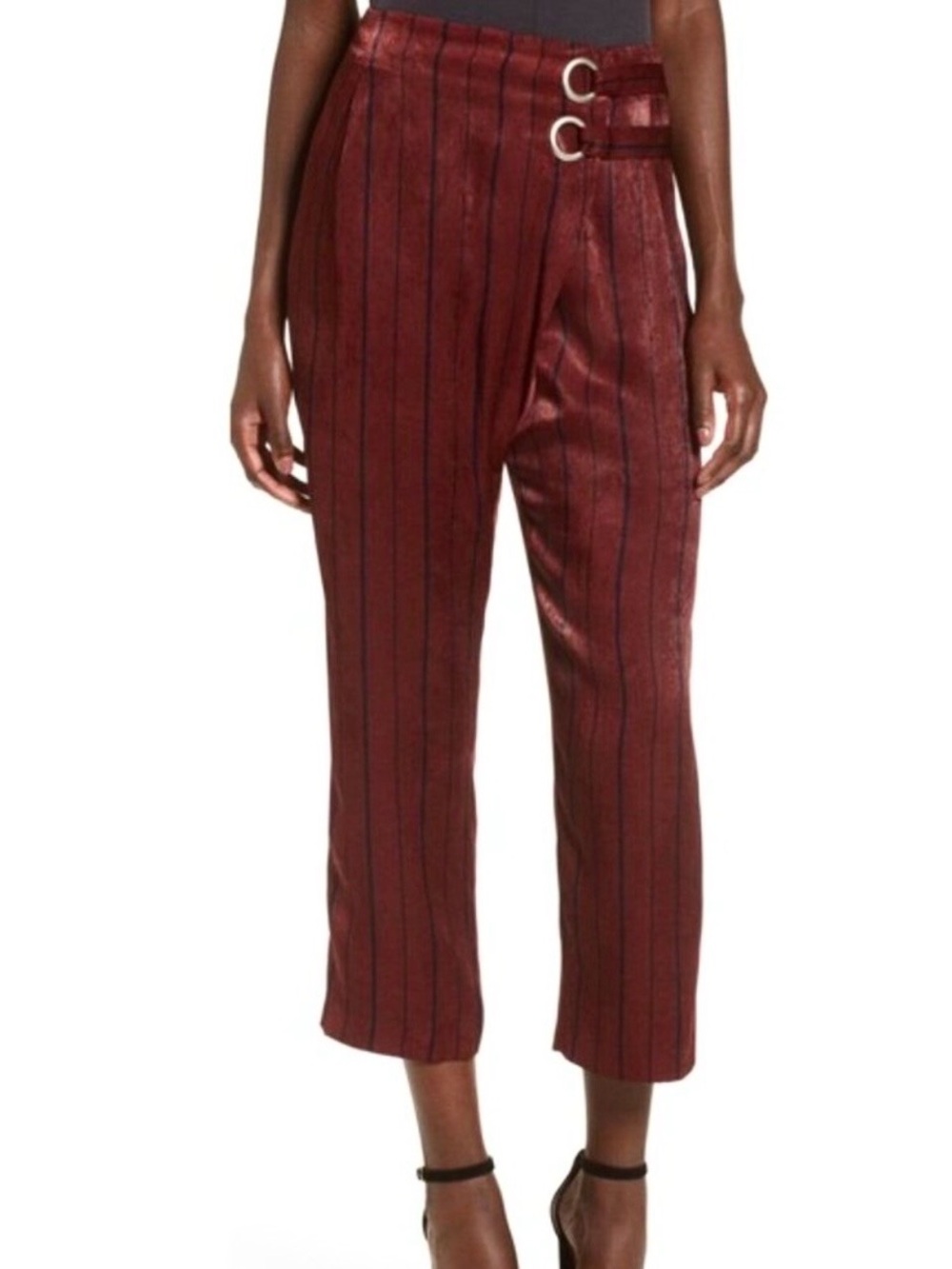 J.O.A. Nordstrom Burgundy and Navy Striped Pants NWT